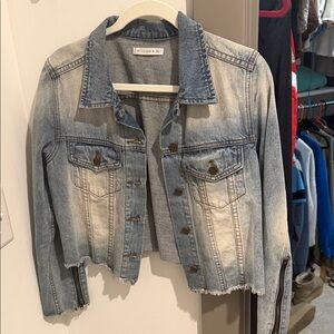 William B Distressed Light Blue Denim Jacket
